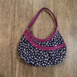 Vintage Vera Bradley Boysenberry Floral Frill Hotsy Totsy Hobo Purse